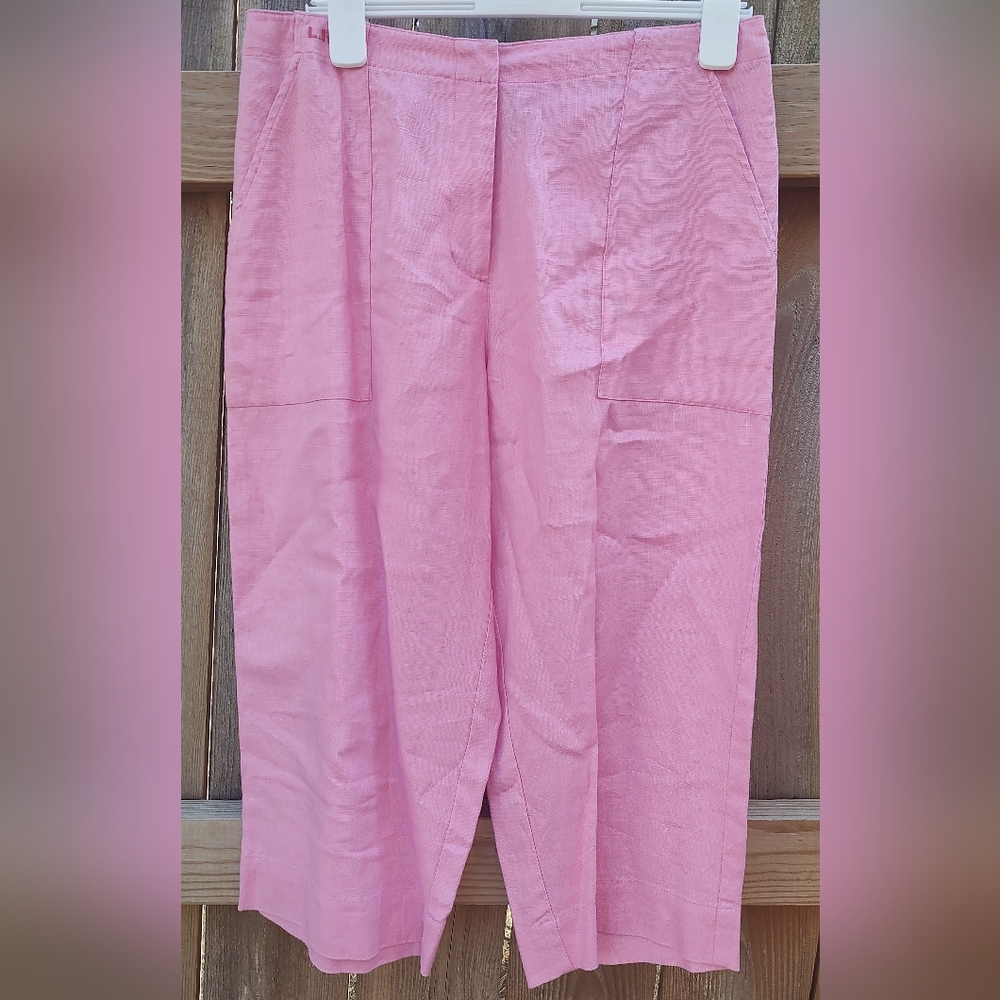 🏵️ Lauren Ralph Lauren Breezy Relaxed Comfy Casual Pink Linen Cropped Pants 🏵️